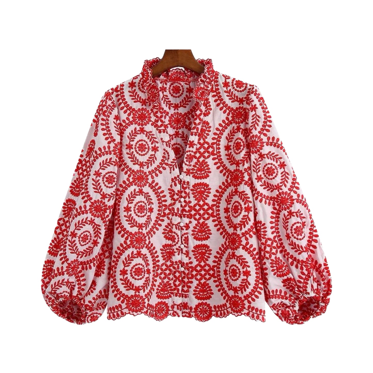 EMBROIDERED BLOUSE RED